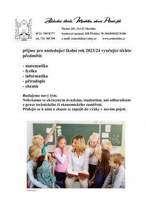 Hledáme nové kolegy do učitelského sboru. 